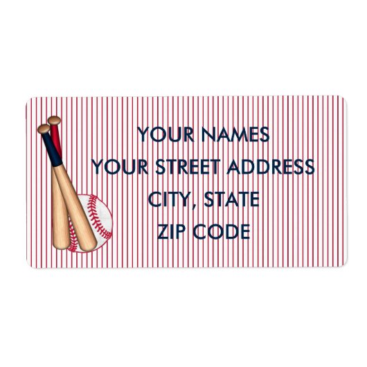 Baseball Bats Red Stripes Verzendlabels Etiket (Voorkant)