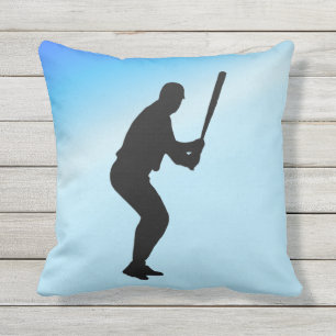 Baseball Batter Blue Sports Buitenkussen