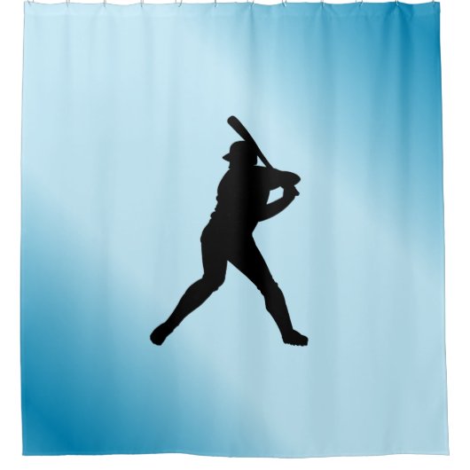 Baseball Batter Blue Sports Douchegordijn (Voorkant)