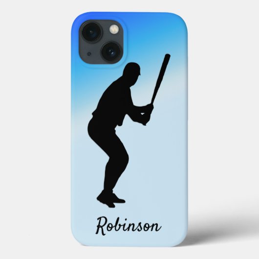 Baseball Batter Blue Sports Gepersonaliseerd Case-Mate iPhone Case (Achterkant)