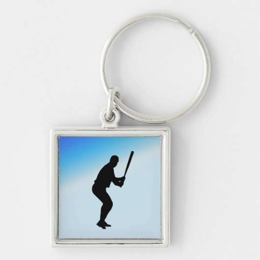 Baseball Batter Blue Sports Sleutelhanger (Voorkant)