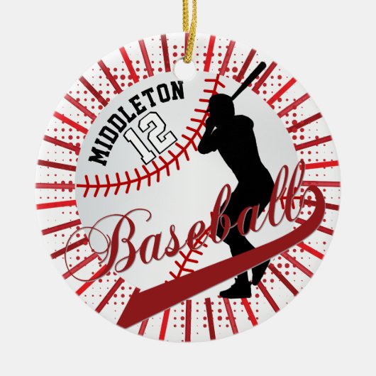 Baseball ⚾ Batter Design - Rood Keramisch Ornament (Voorkant)