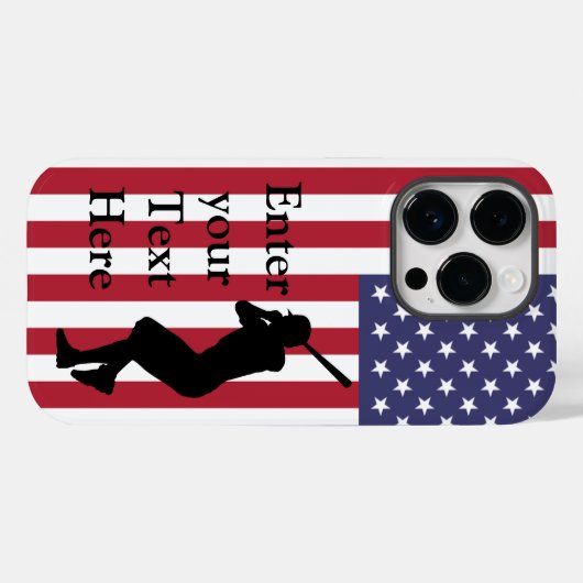 Baseball Batter en Amerikaanse vlag Case-Mate iPhone Case (Achterkant (horizontaal))