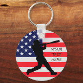 Baseball Batter en Amerikaanse vlag Sleutelhanger (Achterkant)