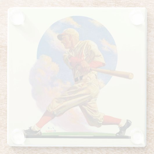 Baseball Batter Glazen Onderzetter (Achterkant)