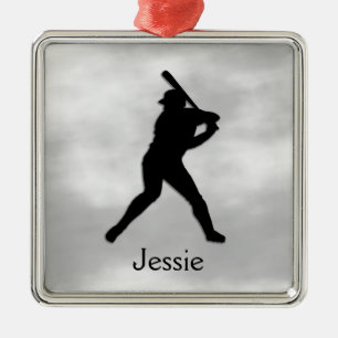 Baseball Batter omhoog gepersonaliseerd Metalen Ornament