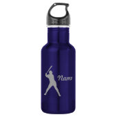 Baseball Batter Silhouette, gepersonaliseerde naam Waterfles (Voorkant)