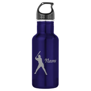Baseball Batter Silhouette, gepersonaliseerde naam Waterfles