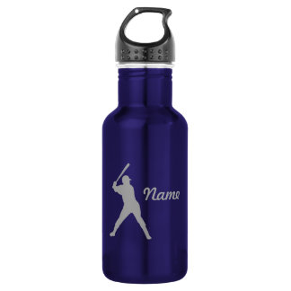 Baseball Batter Silhouette, gepersonaliseerde naam Waterfles