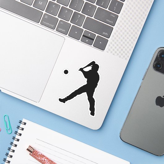 Baseball Batter Sticker (Laptop met iPhone)