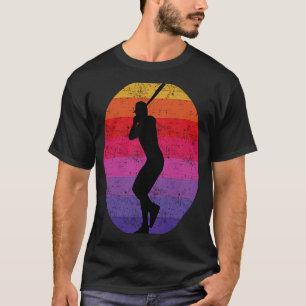  Baseball Batter-swingende Retro Sunset T-shirt