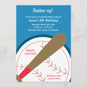 BASEBALL Batter Up Birthday Uitnodiging