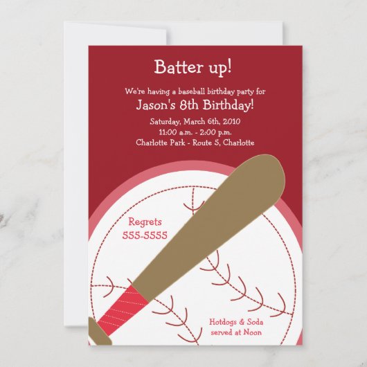 BASEBALL Batter Up Birthday Uitnodiging (Voorkant)