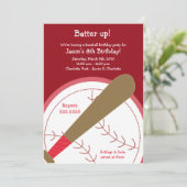 BASEBALL Batter Up Birthday Uitnodiging (Staand voorkant)