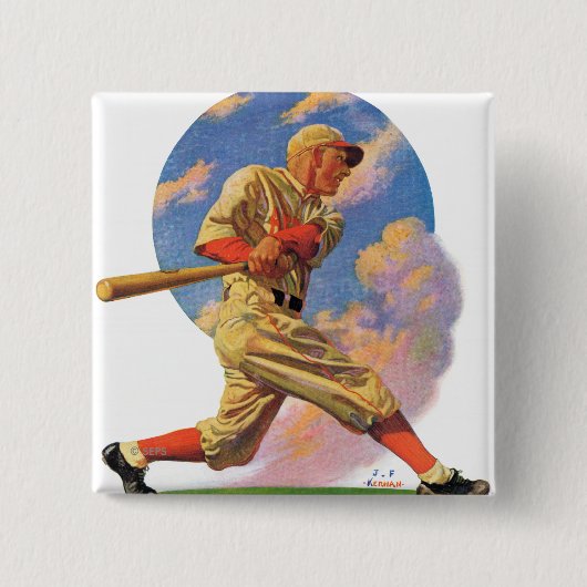 Baseball Batter Vierkante Button 5,1 Cm (Voorkant)