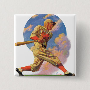 Baseball Batter Vierkante Button 5,1 Cm