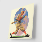 Baseball Batter Vierkante Klok (Hoek)