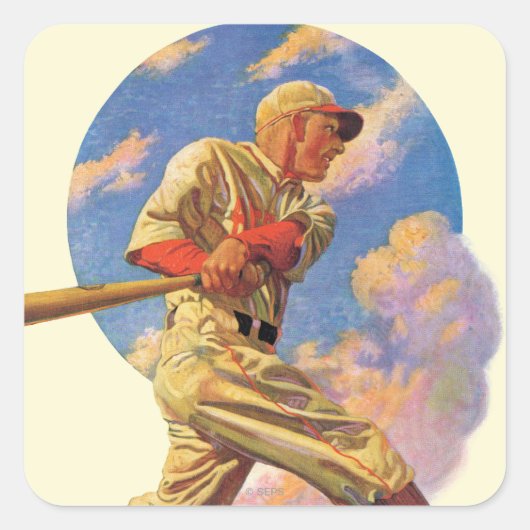 Baseball Batter Vierkante Sticker (Voorkant)