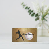 Baseball Batter vrouw silhouet Baseball custom Visitekaartje (Staand voorkant)