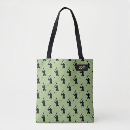 Baseball - Batting Motif - uw initialen of naam Tote Bag