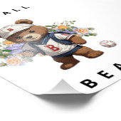 Baseball Bear - Cute Sports Nursery Animal Design Foto Afdruk (Hoek)