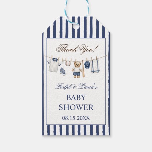 Baseball Beer Baby Shower Bedankt Cadeaulabel (Voorkant)