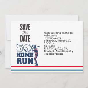 Baseball behalve de datum 50e verjaardag van de 50 kaart