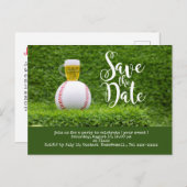Baseball behalve de datum met glas bier briefkaart (Voorkant / Achterkant)
