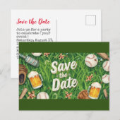 Baseball behalve de datum met glas bier briefkaart (Voorkant / Achterkant)