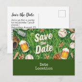 Baseball behalve de datum met glas bier briefkaart (Voorkant / Achterkant)