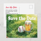 Baseball behalve de datum met glas bier briefkaart (Voorkant / Achterkant)