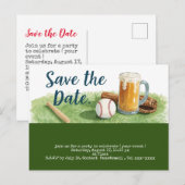 Baseball behalve de datum met glas bier briefkaart (Voorkant / Achterkant)