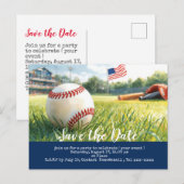 Baseball behalve de datum met vlag van Amerika Briefkaart (Voorkant / Achterkant)
