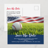 Baseball behalve de datum met vlag van Amerika Briefkaart (Voorkant / Achterkant)