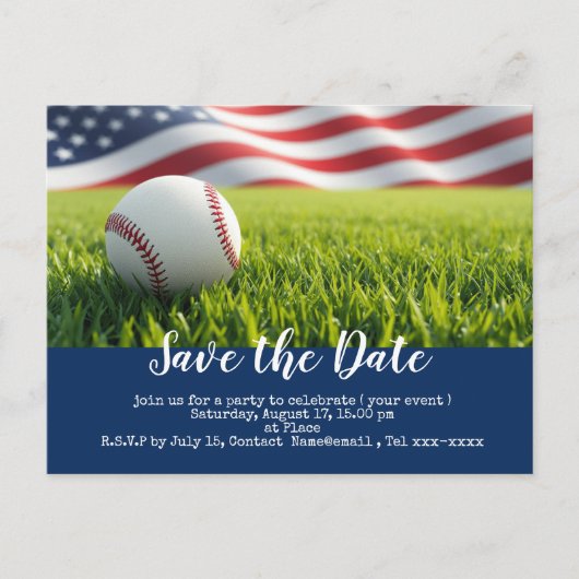 Baseball behalve de datum met vlag van Amerika Briefkaart (Voorkant)