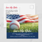 Baseball behalve de datum met vlag van Amerika Briefkaart (Voorkant / Achterkant)