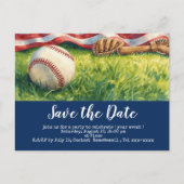 Baseball behalve de datum met vlag van Amerika Briefkaart (Voorkant)