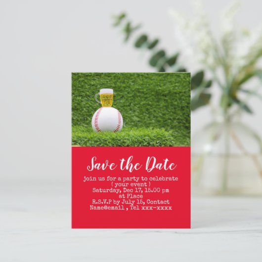 Baseball behalve de datum van de Baseball Party Briefkaart (Staand voorkant)