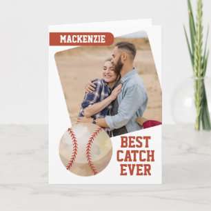 Baseball Best Catch Ever Gepersonaliseerde foto Feestdagen Kaart