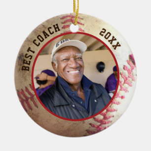Baseball BESTE COACH Foto gepersonaliseerd Keramisch Ornament