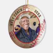 Baseball BESTE COACH Foto gepersonaliseerd Keramisch Ornament (Links)