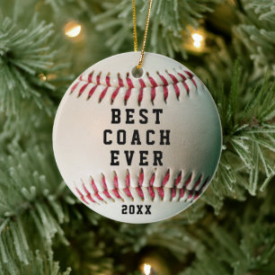 Baseball BESTE COACH, ongeacht naam en team Keramisch Ornament