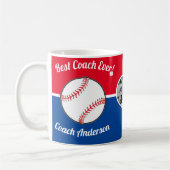 Baseball Beste coach ooit Foto Naam rood wit blauw Koffiemok (Links)
