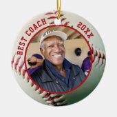 Baseball BESTE COACH Photo Team Names Persoonlijk Keramisch Ornament (Voorkant)