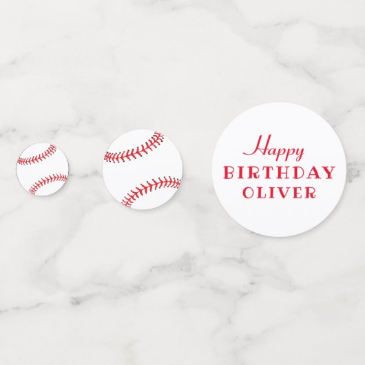 Baseball beweegt Rode sportzonden Birthday Confetti (Voorkanten)