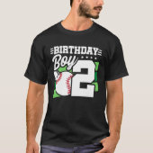 Baseball Birthday 2-jarig jongetje 2e verjaardag T-shirt (Voorkant)
