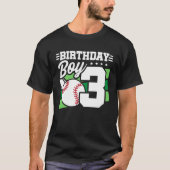 Baseball Birthday 3 Year Old Boy 3rd Birthday T-shirt (Voorkant)