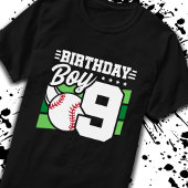 Baseball Birthday 9-jarig jongetje negende verjaar T-shirt