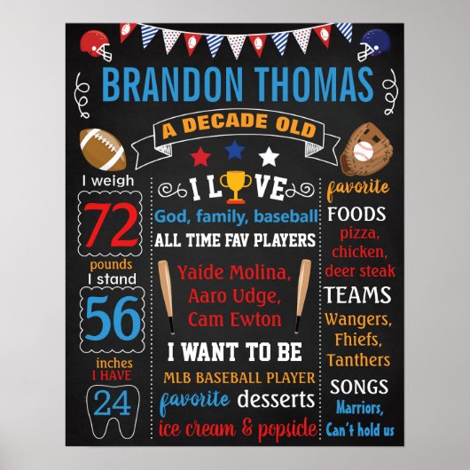 Baseball Birthday-alkbordbord Poster (Voorkant)