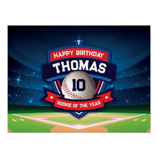 Baseball Birthday banner backdrop Perfect Poster (Voorkant)